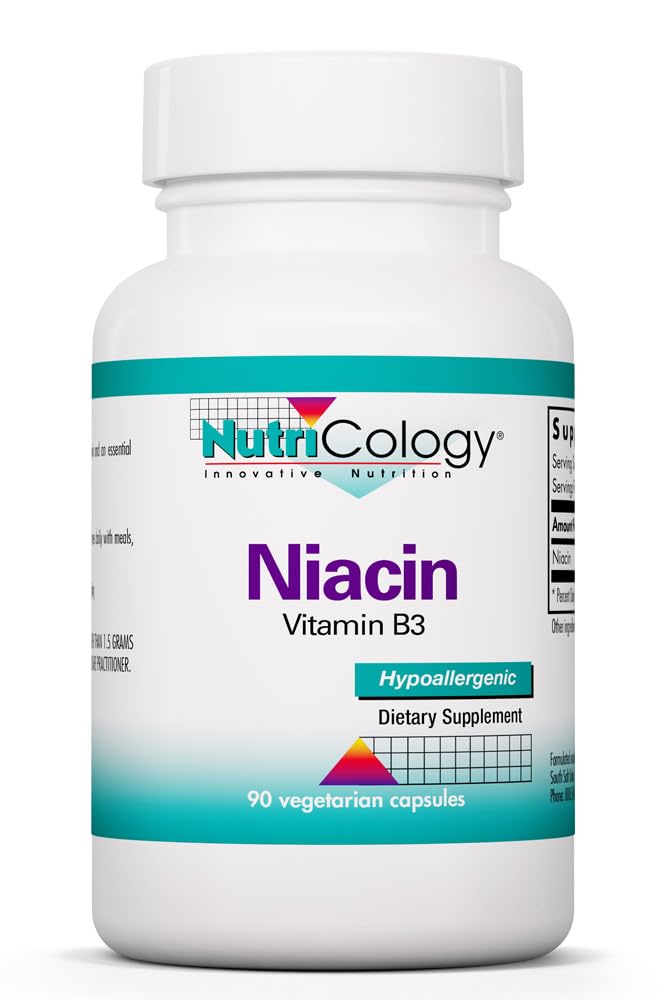 Nutricologie Supplément Niacine - Vitamine B3 pour les hommes et les femmes, Niacine avec Flush, Acide Nicotinique, NAD, 250 mg Capsules végétariennes - 90 Compte