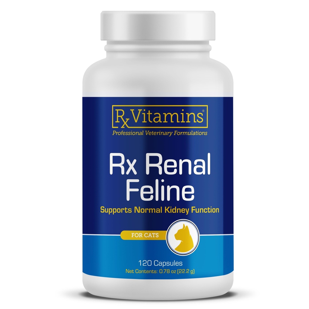 Rx Vitamines Féline rénale - Soutien au rein des chats avec le chardon de lait pour les chats - Anti-inflammatoire pour les chats - Boosts Antioxydants pour les chats Santé et soutien du foie des chats - Booster Immuni de chat - 120 capsules