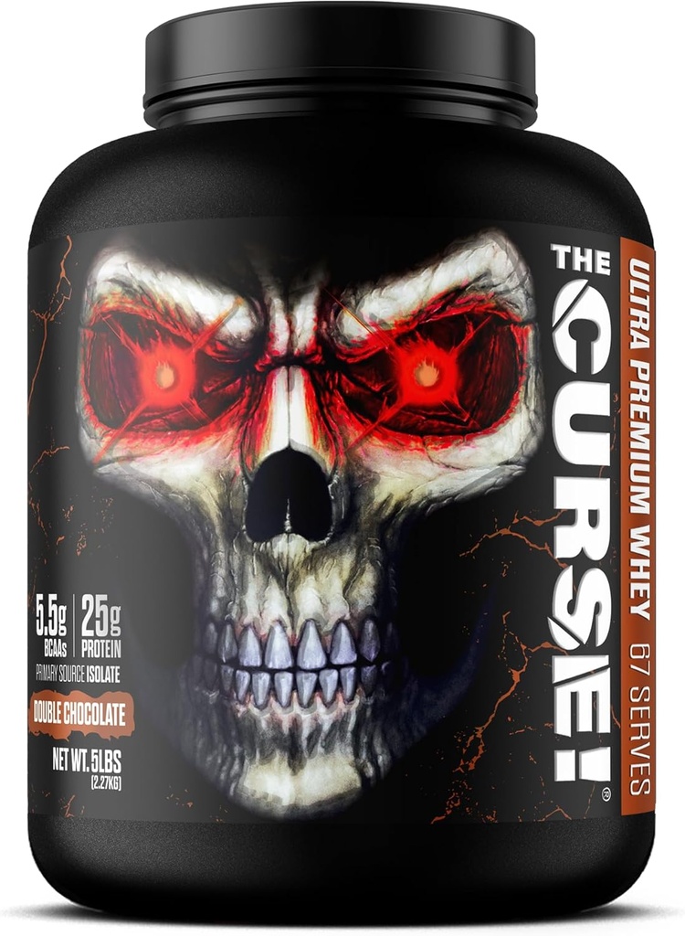 JNX SPORTS La Malédiction ! Poudre de protéines de lactosérum ultra-haute Chocolat double 5lb, 25g Protéine par portion, source primaire Isolation de lactosérum