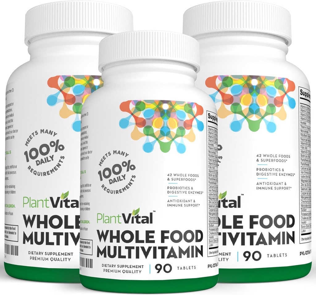 Multivitamines végétales entières avec 42 superaliments Végétaux et fruits crus Vitamines Énergie Terre Fruits et légumes Supplément Fruits et légumes purs Suppléments - 270 Comprimés