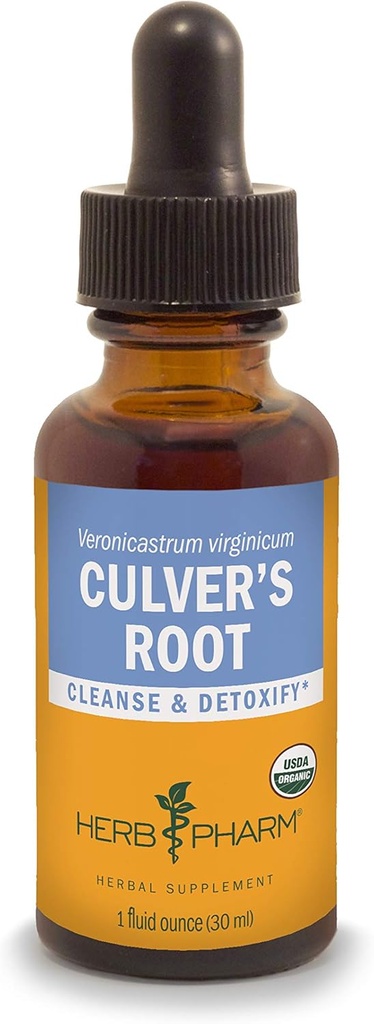 Herb Pharm Certified Organic Culver's Root Liquid Extract for Cleansing and Detoxification - 1 Ounce