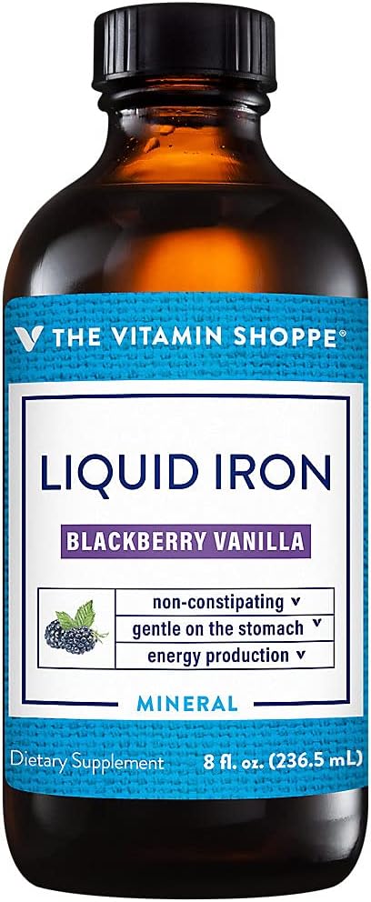 La Vitamine Shoppe Fer liquide, BlackBerry Vanilla Aromatisé, Facilement absorbé, Non Constipant, Production d'énergie Immune support (8 fluides liquides)