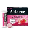 Airborne 1000mg Vitamine C avec vitamine D + Zinc sans sucre Multivitamine Immmune Support Comprimés de boissons gazeuses effervescents, Saveur très baie avec des antioxydants puissants VIT A C & E, 30 comprimés