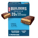 CLIF BUILDERS Protein Bars - Cookies 'n crème saveur - 20g Protéine végétale - Sans gluten - Non-OGM - Faible glycémique - Pas d'édulcorants artificiels - 2,4 oz. (12 Pack)