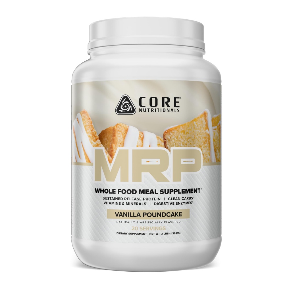 Nourriture de base MRP Remplacement complet des repas de lactosérum Mélange de protéines de lactosérum + faible mélange de glucides glycémiques 27g Protéines 3 Pound (Vanilla Poundcake)