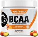 Blaireau au miel BCAA + EAA Amino Acides Poudre, BCAA + L-Glutamine, Keto, Vegan, Sans sucre pour les hommes et les femmes, Hydratation et post entraînement Muscle Recovery Drink Mix, Peach Mango, 30 portions