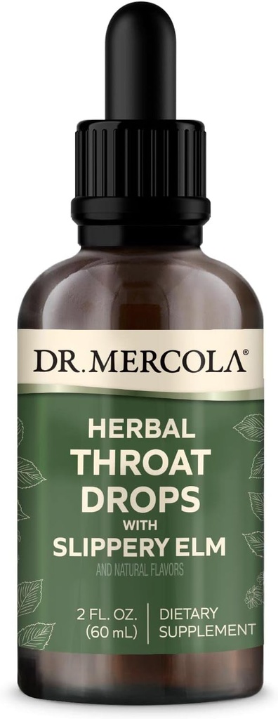 Dr. Mercola Gorge à base de plantes gouttes avec supplément diététique à l'orme gluée, saveurs naturelles, 30 portions, 2 fl oz (60 ml), sans OGM, sans gluten, sans soja