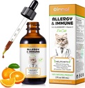 Des gouttes de soulagement de l'allergie pour les chats, traitement de rappel de l'allergie aux chats pour les allergies saisonnières et le système digestif, foie sain et immunitaire, supplément d'herbe de chat avec vitamine C, saveur de poulet - 60ml/2fl.oz