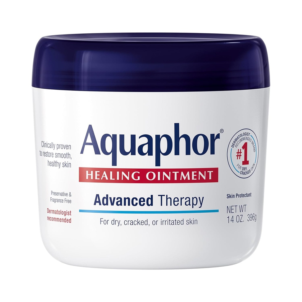 Onguent de guérison Aquaphor, protecteur de la peau de thérapie avancée, onguent de guérison multi-usages et hydratant du corps, pour peau sèche, cassée, coupures mineures et brûlures, 14 oz Jar