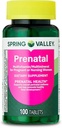 Spring Valley Multivitamines prénatales/multiminérales pour femmes enceintes et allaitantes Supplément alimentaire Comprimés, 100 comtes - New Look