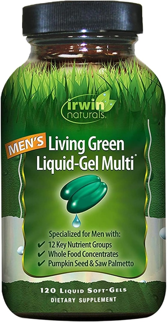 Irwin Naturals Hommes Vivant vert liquide-gel Multi - 120 Softgels - Multivitamine homme avec 70+ nutriments essentiels, vitamines et minéraux
