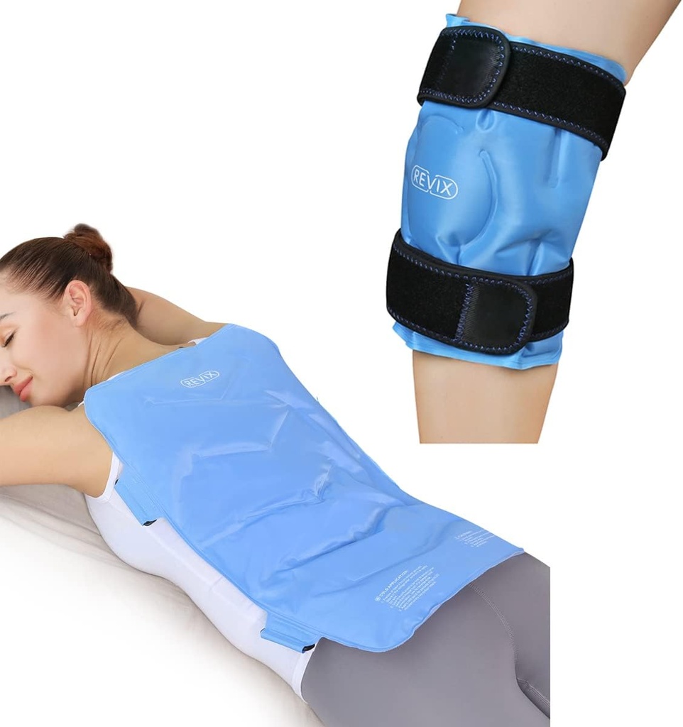 REFIX Ice Pack pour soulager la douleur au genou et au dos, gel réutilisable enveloppe glacée pour blessures et arthrite