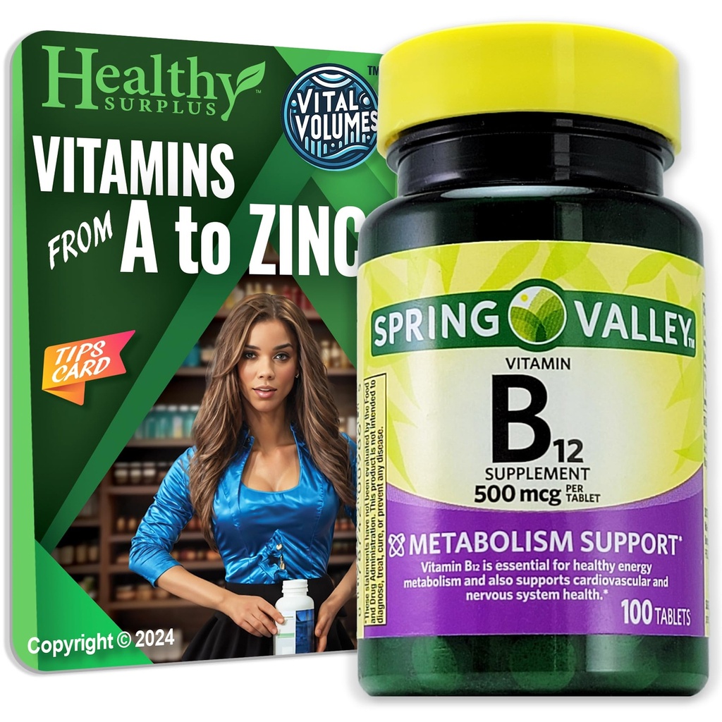 Comprimés suppléments de vitamine B12 santé 500 mcg 100 Comprimés et volumes vitaux Conseils Carte