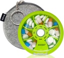 INVODA Organisateur hebdomadaire de pilules 7 compartiments Pill Box rotative pour les médicaments quotidiens et les vitamines - Portable Travel Pill Case Suppléments huile de poisson Vitamines Organisateur (Green+Bag)
