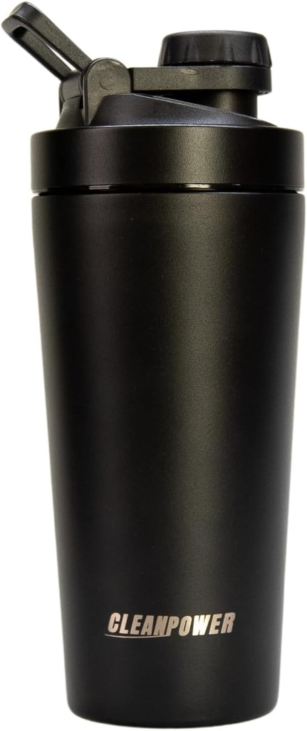 Bouteilles de shaker en acier inoxydable CleanPower Parfait pour les shakes de protéines, pré-entraînement, smoothies, café, etc.