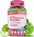 Niacinamide 500mg Gummies, supplément de vitamine B3 à croquer avec resvératrol 500mg, Niacin haute puissance pour l'antioxydant, la peau et la santé du cerveau, soutien immunitaire, saveur de pomme végétalienne, 60 comte