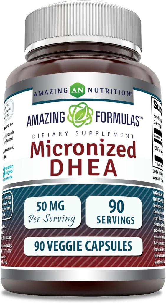 Amazing Formulas Micronized DHEA Supplement | 50 Mg Per Serving | Veggie Capsules | Non-GMO | Gluten Free | Made in USA (1 Pack, 90 Count)