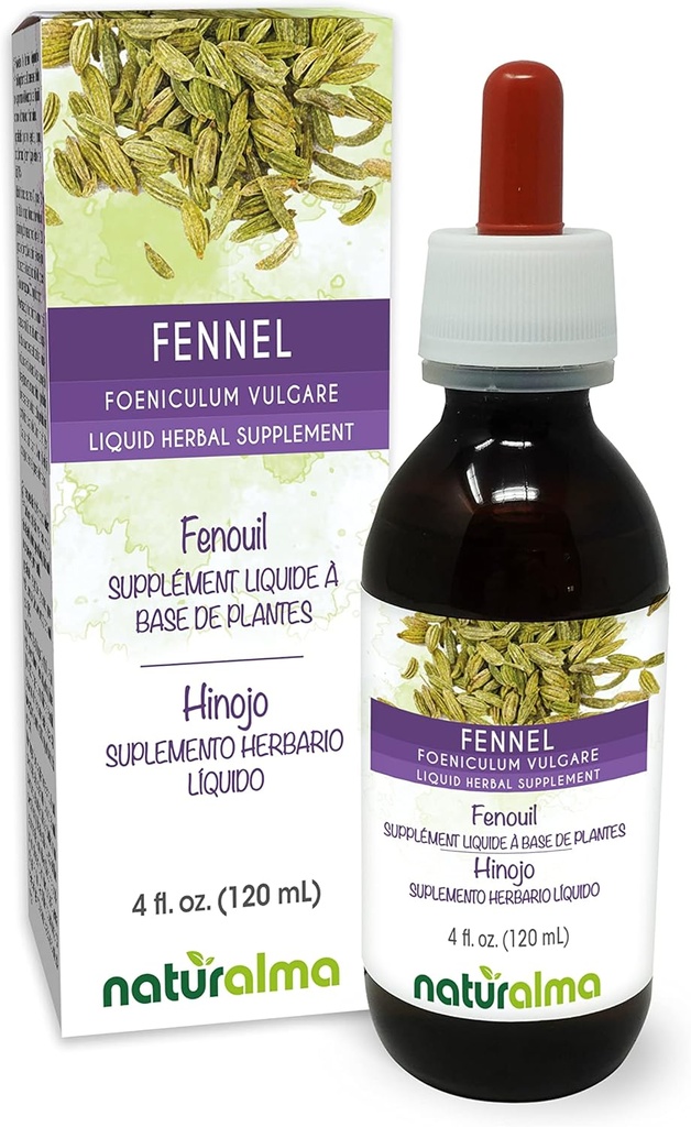 Fenouil naturel (Foeniculum vulgare) Teinture sans alcool de fruits - 4 fl oz Extrait liquide dans les gouttes - Supplément à base de plantes - végétalien