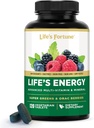 Multivitamine quotidienne avancée de Life's Energy pour les hommes et les femmes, supplément de soutien énergétique et immunitaire avec des verts super - Antioxydants et enzymes - Sans fer, végétarien, 120 comprimés par Life's Fortune