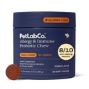 PetLab Co. Allergies et immunitaires probiotiques quotidiens pour chiens. Supporte la production de levures, allergies saisonnières, Itchiness intermittente, Gut et santé digestive - 30 Chews pour petits chiens - Emballage May Vary