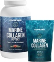 CORREXIKO Marine Collagen Powder Supplement Unflavored - 1kg & 5oz Bundle - 10,000mg Double Hydrolyzed Collagen Peptides per Serving - Formulated for Maximum Absorption - Hair, Skin & Nails