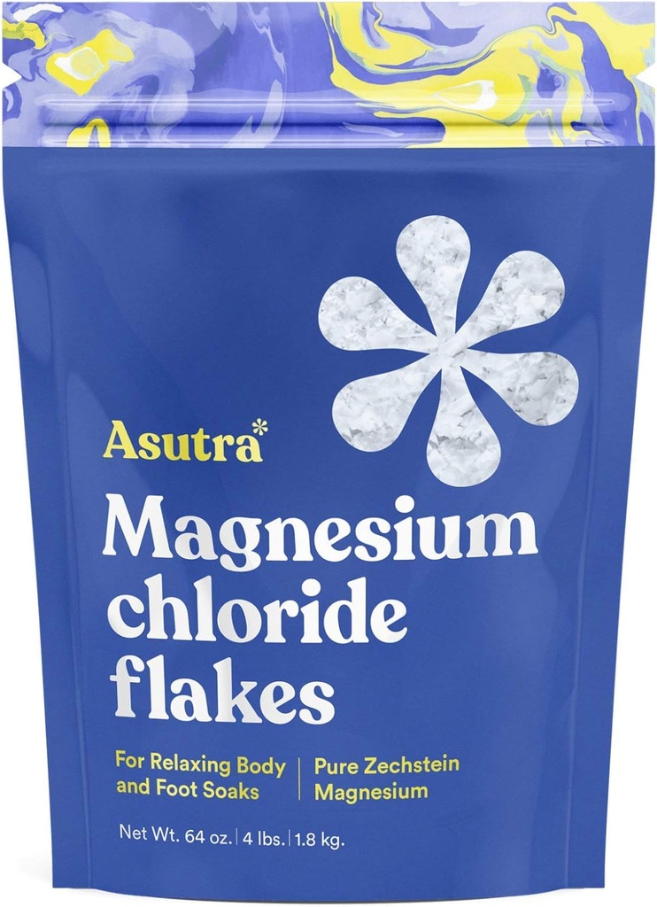 ASUTRA Flacons de bain au chlorure de magnésium, 4 lbs - pour la relaxation du pied et du corps, alternative au sel d'épsom, absorption rapide