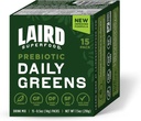 Laird Superfood Poudre de vert quotidien prébiotique - Paquet de 15 sachets à portion unique - Vitamines et minéraux essentiels - Fibres, Adaptogènes et fruits, Légumes – Soutient la santé Gut – Non-OGM, Vegan