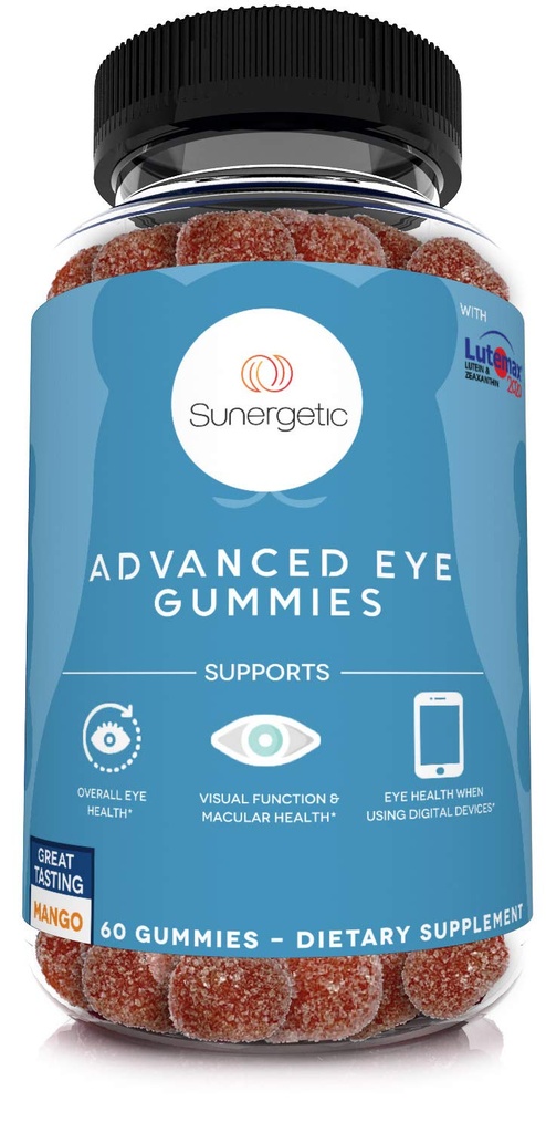Soutien aux yeux Premium Gummies–Lutein Gummies avec Zeaxanthin soutient la santé globale des yeux, de la vision et de la santé maculaire–Gommies de lutéine et de zéaxanthin étudiées cliniquement avec Lutemax 2020-60 Gummies pour les yeux