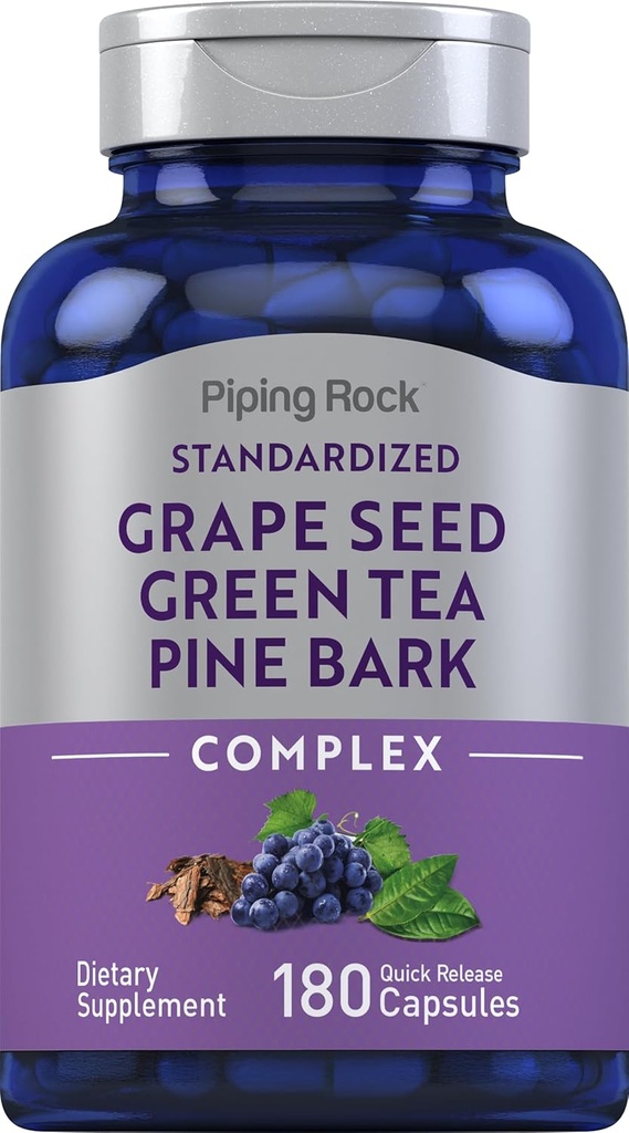 Piping Rock Graines de raisin, Thé vert et complexe d'écorce de pin de 180 capsules