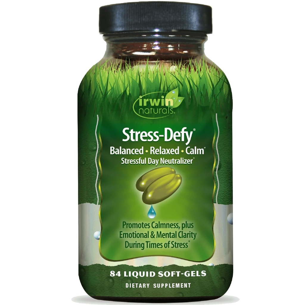 Irwin Naturals Stress-Day - 84 Softgels liquides - favorise le calme et la détente - avec Rhodiola & L-Theanine
