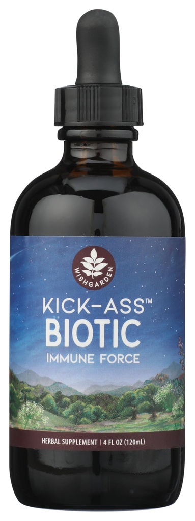 WishJarden Herbs Kick-Ass Biotic Immune Hero - Formule biologique à base de plantes avec Usnea Lichen, Hop, Echinacea & Goldenseal, soutient la santé immunitaire, respiratoire et le système lymphatique, 4oz