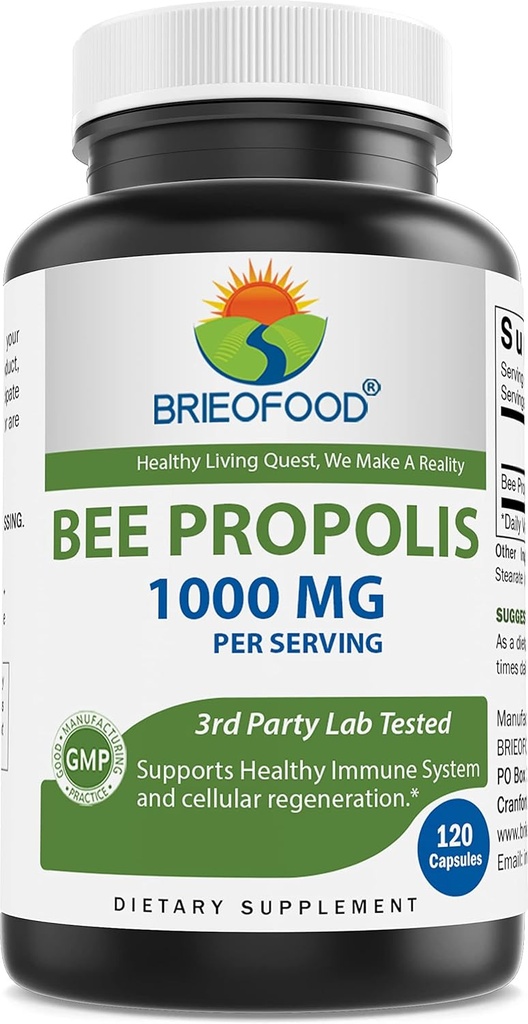 Propolis d'abeilles Brieofood 1000mg par portion - 120 Capsules
