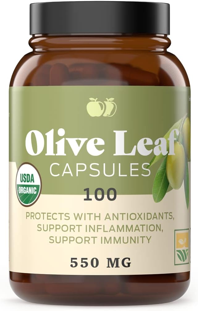 Complete Natural Products Organic Olive Leaf Capsules - 550mg, 100 Count, 1100mg per Serving