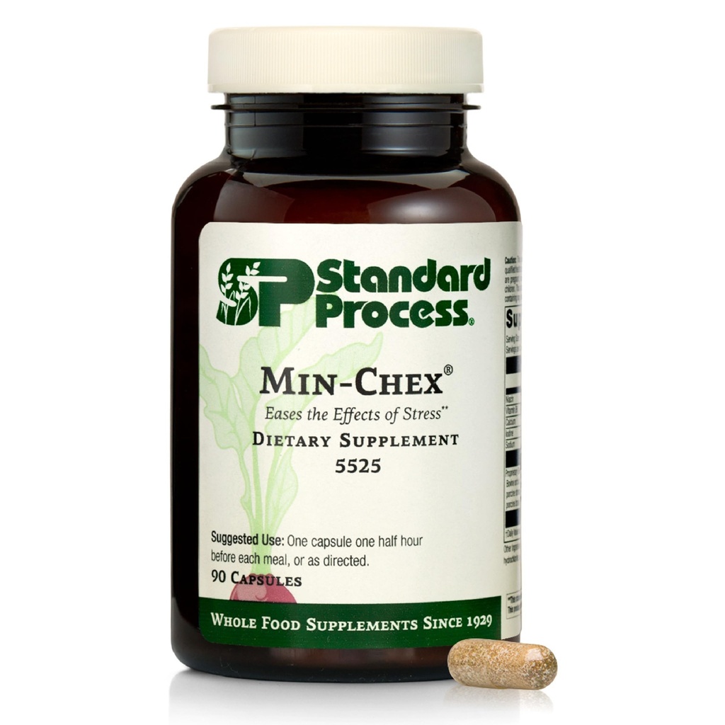 Processus standard Min-Chex - Supplément pour le soutien du système nerveux - Soutient les fonctions Gland santé pour aider une réponse au stress santé - Non-Dairy - 90 capsules (90 portions)