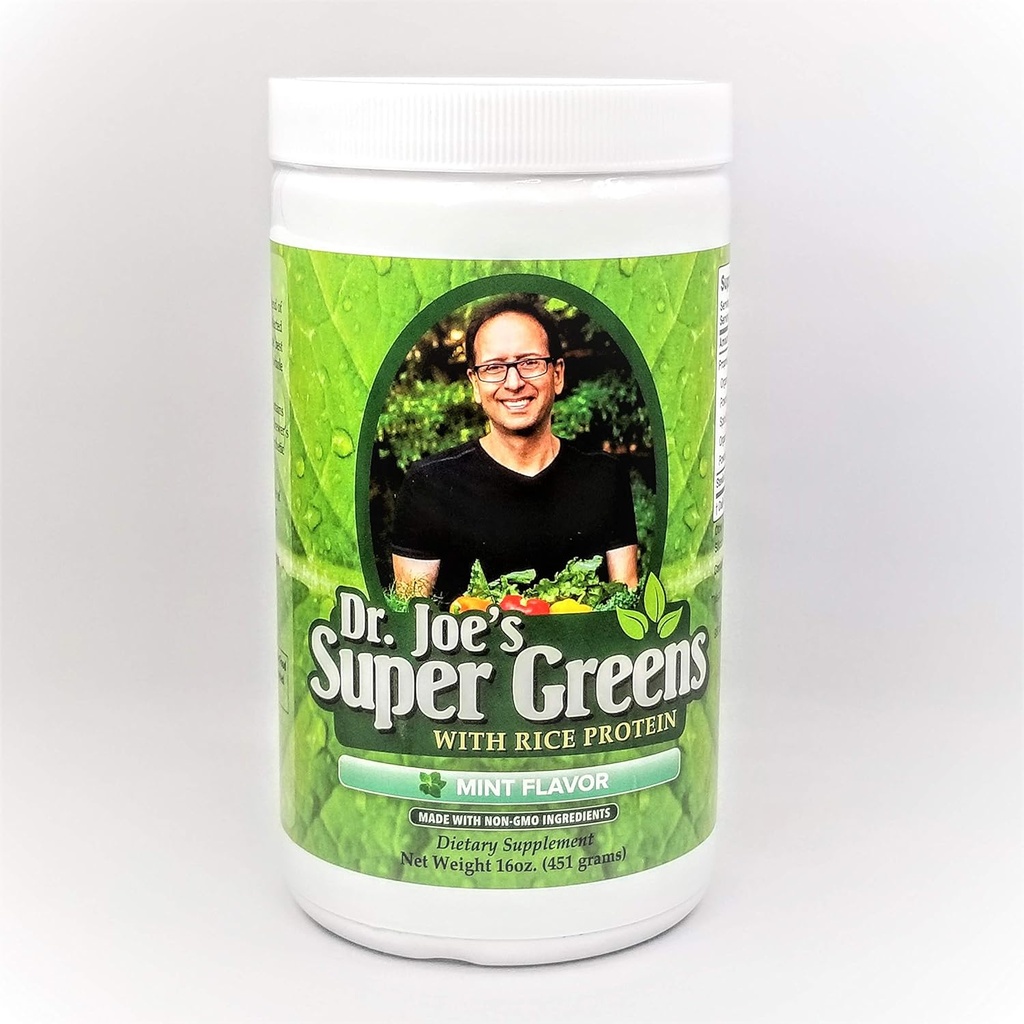 Joe's Super Greens - Mint Flavor - Végétalien, vert, poudre super-alimentaire avec protéines de riz