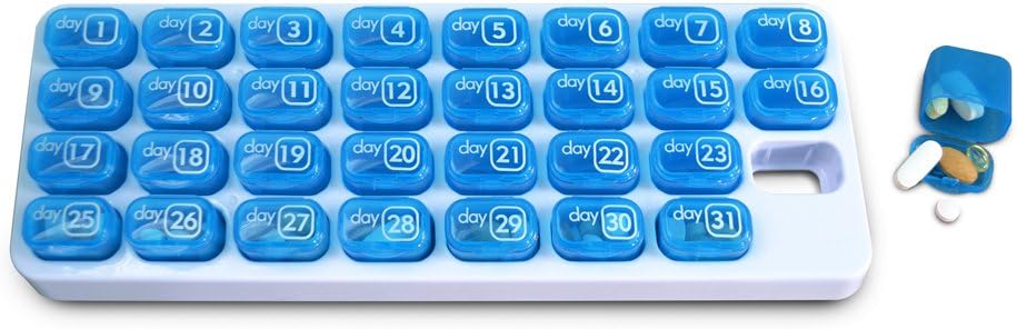31 Jour mensuel Pill Pod Organisateur pour la gestion facile des médicaments - Restez sur la bonne voie avec le supplément de vitamine quotidienne boîtes Med, prêt pour le voyage