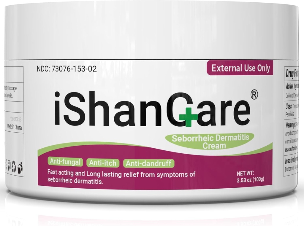 Ishancare Crème de dermatite séborrhéique, traitement de la force maximale pour le psoriasis, folliculite, dermatite, pellicule, soulagement rapide pour les démangeaisons, rougeur, irritation, scaling, 3,53 Oz