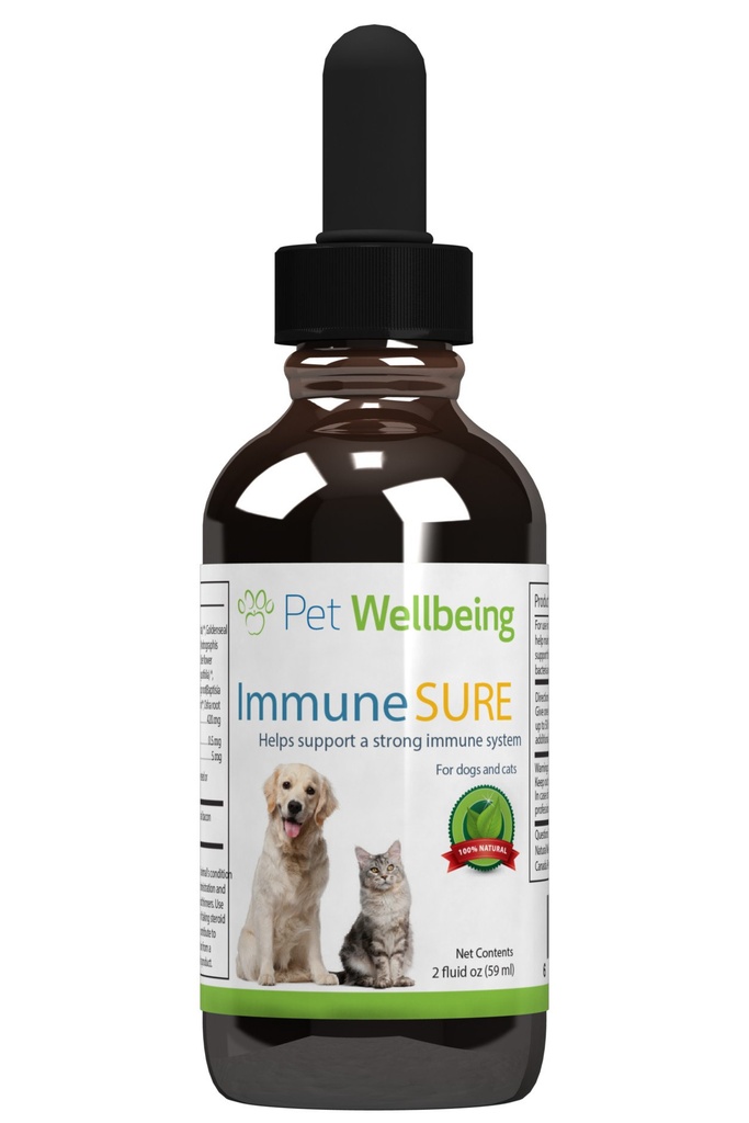 Bien-être des animaux Immune Sure pour les chiens - soutient les défenses immunitaires normales, Gut Flora Balance, Andrographis, Echinacea, vitamine C, zinc - Vétérinaire-formulé supplément à base de plantes 2 oz (59 ml)