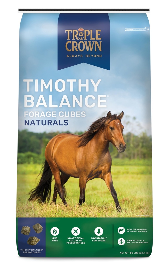 Triple Couronne Timothy Cubes Supplément Cheval Balancing, Timothy Hay Beet Pulp pour chevaux, Nourriture de chevaux à faible teneur en sucre, Soutien à la laminite, 50 lbs