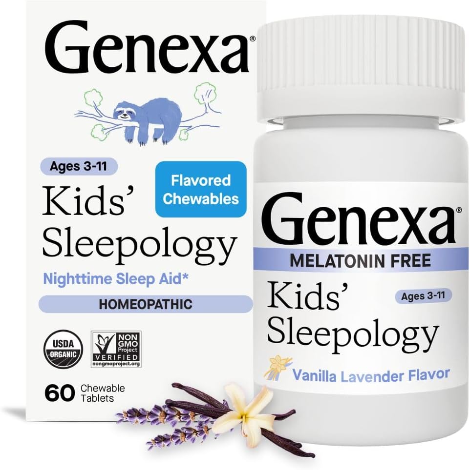 Genexa Sleepology for Children – 60 comprimés certifiés biologiques et non-OGM, sans mélatonine, homéopathiques, physicien
