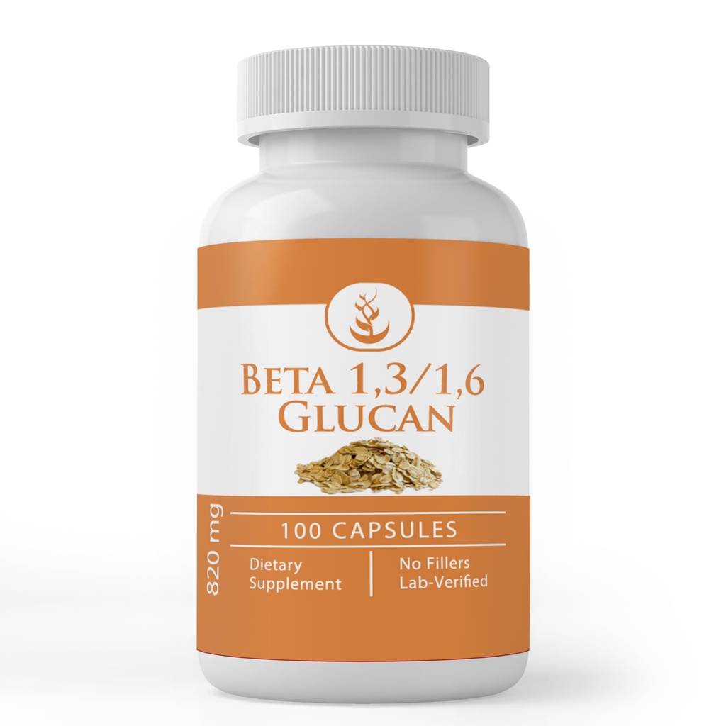 Ingrédients originaux purs Beta Glucan 1,3/1,6, (100 capsules) Toujours pur, sans additifs ou remplisseurs, laboratoire vérifié