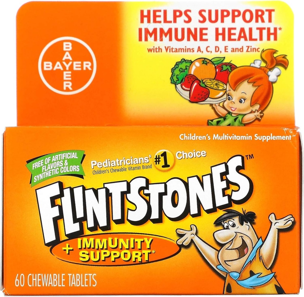 Flitstones Chewable Kids Vitamines with Immunity Support*, Multivitamine pour les enfants et les tout-petits avec vitamine C et plus, 60ct
