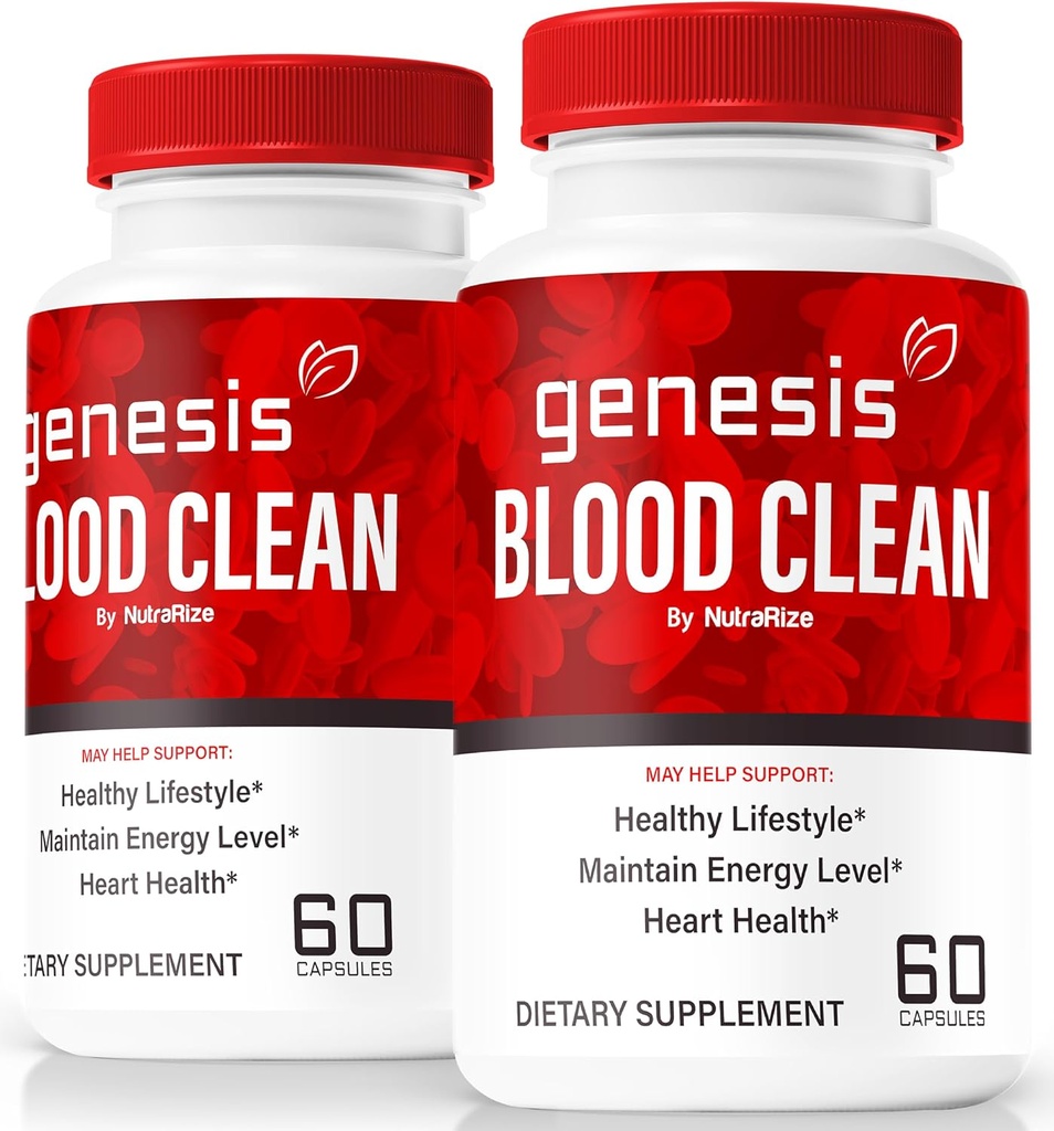 (2 Pack) Genesis Blood Clean Capsules - Formule officielle pour soutenir la désintoxication et le nettoyage, soutien naturel pour le bien-être, Premium Genesis Health Blood Clean Pills, GenesisBloodClean Pastillas (120 Capsules)