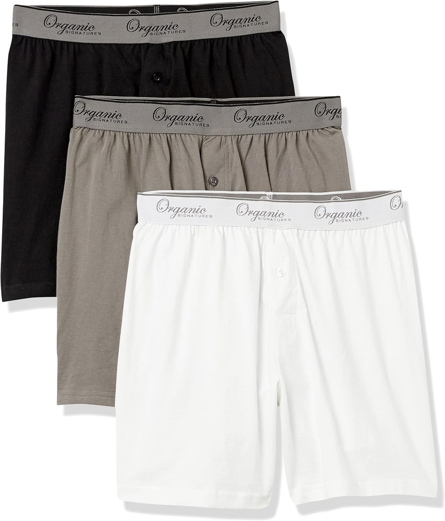 Organic Signatures Boxers homme 100% coton biologique, Boxers doux pour hommes, 3-Pack