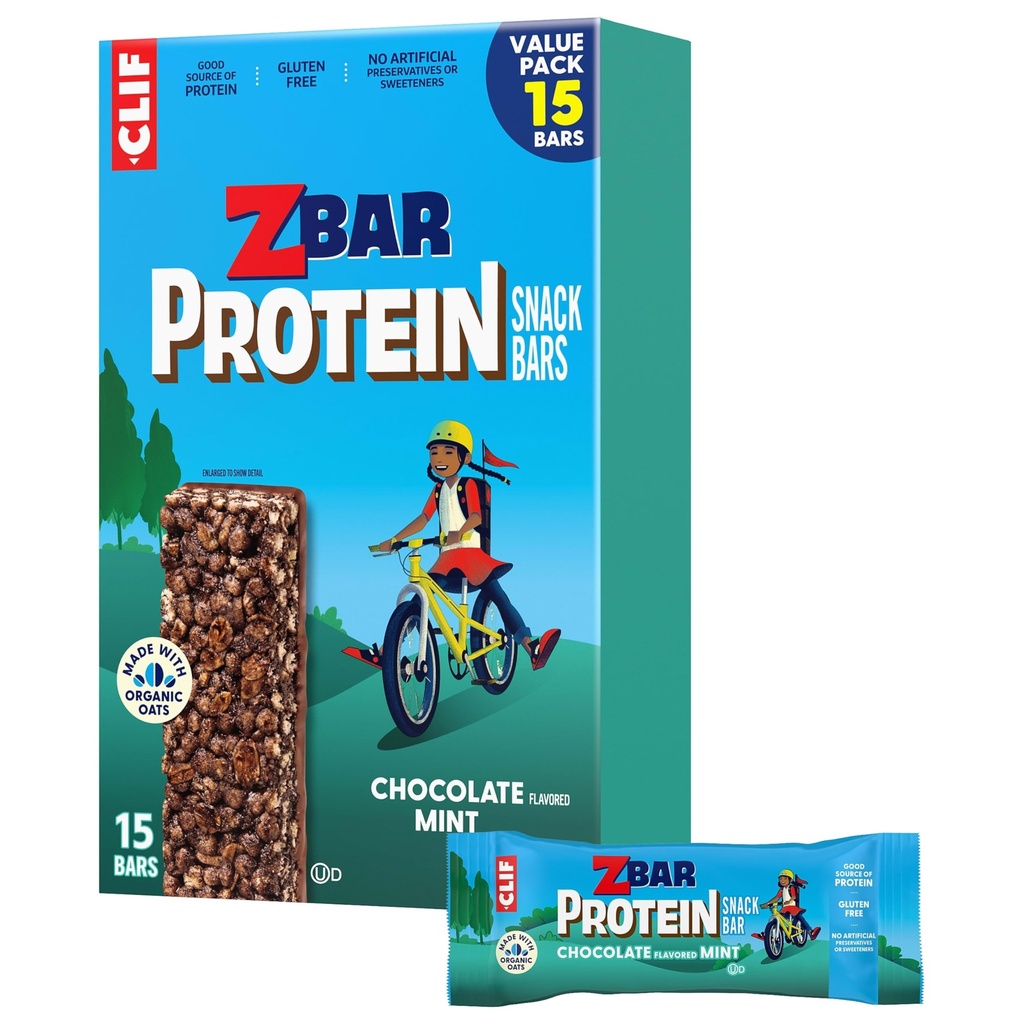 Protéines de Zbar - Menthe aromatisée au chocolat - Barres de snack croustillantes - Fabriqué avec de l'avoine biologique - Non-OGM - Protéines 5g - Barres de protéines sans gluten (15 Pack)