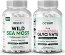 Organics Ocean Wild Sea Moss Capsules et Glycinat de Magnésium pur avec Zinc - 100% Irish Sea Moss et supplément de magnésium chélaté pour les femmes et les hommes - Thyroïde, Crampes musculaires et soutien au sommeil