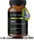 Mt. Vitamines Angel - Citrate de zinc 50mg - Citrate de zinc 50 mg - Suppléments naturels de zinc fabriqués aux États-Unis - 60 comprimés végétariens