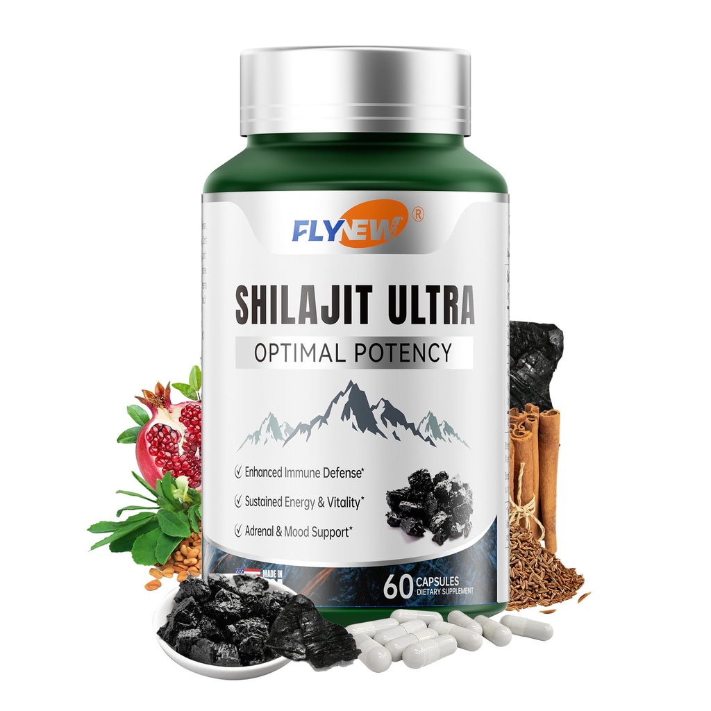 Shilajit pour hommes femmes, Shilajit avec naturellement l'acide fulvic & L-Arginine, Himalayan Shilajits pour la puissance supplémentaire, support de l'étamine & immunitaire, non-OGM, fabriqué aux États-Unis, 60 capsules, 1300mg par service