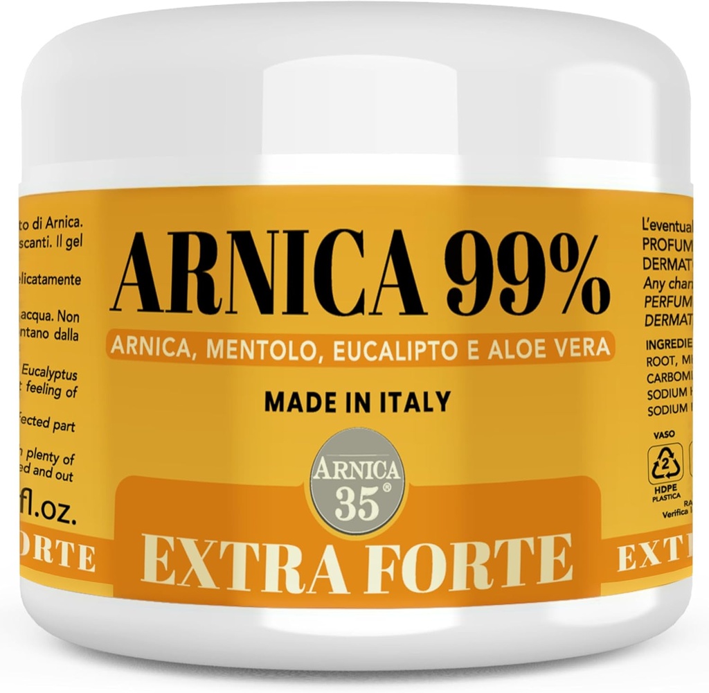 Annexe 35 - Gel d'Arnica pour Bruiser Extra Strong 98% 16,9 Fl Oz, Massage des muscles et des articulations, Formule naturelle et dermatologique testée - Fabriqué en Italie