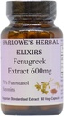 Barlowe's Herbal Elixirs Fenugreek Extrait de 70% Furostanol Saponins de 600 mg par capsule 60 Vegi-Capsule de 60 mg Non-OGM de stéarate Sans bouteille de verre